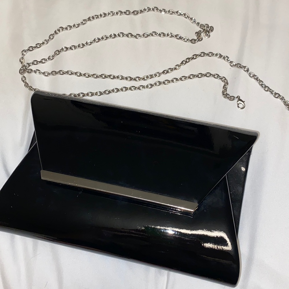 Black Patent Leather Clutch NWT